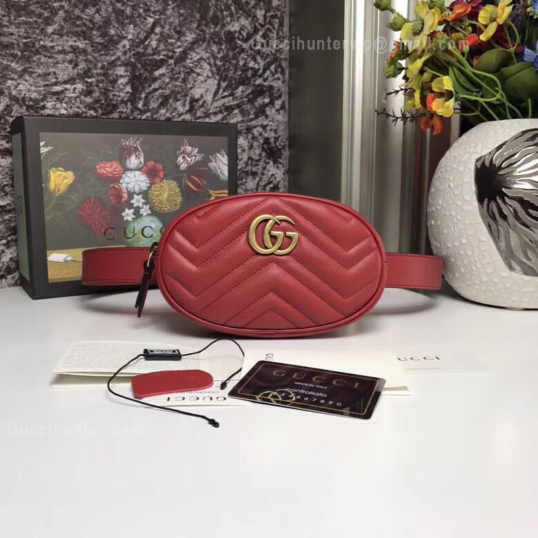 Gucci GG Marmont Matelassé Leather Belt Bag Red 476434